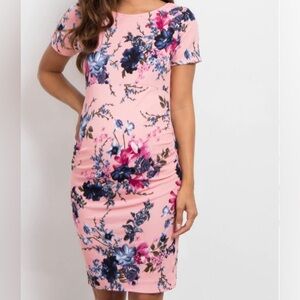 PinkBlush Maternity Spring/Summer Dress pink floral size small .